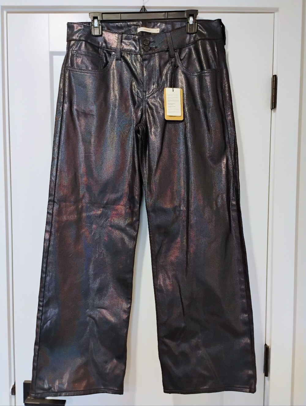 NWT 31 12 Levi's Superlow Metallic Dark Blue Straight Leg Denim Jeans NEW
